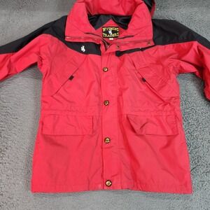 Wyoming Traders Jacket Mens Small Red Hooded Down Parka San Antonio Livestock